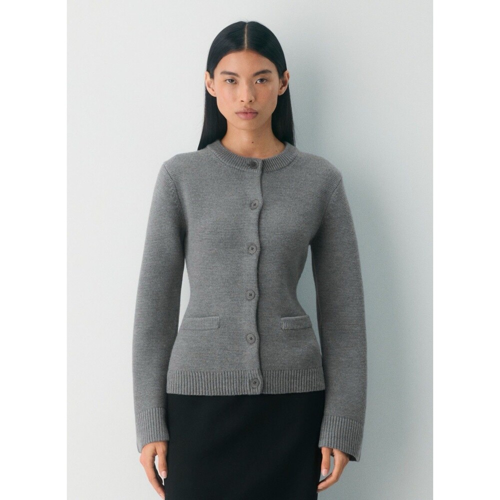Aritzia Babaton Meraki Merino Wool Cardigan Gray Women Sweater Size Small Knit